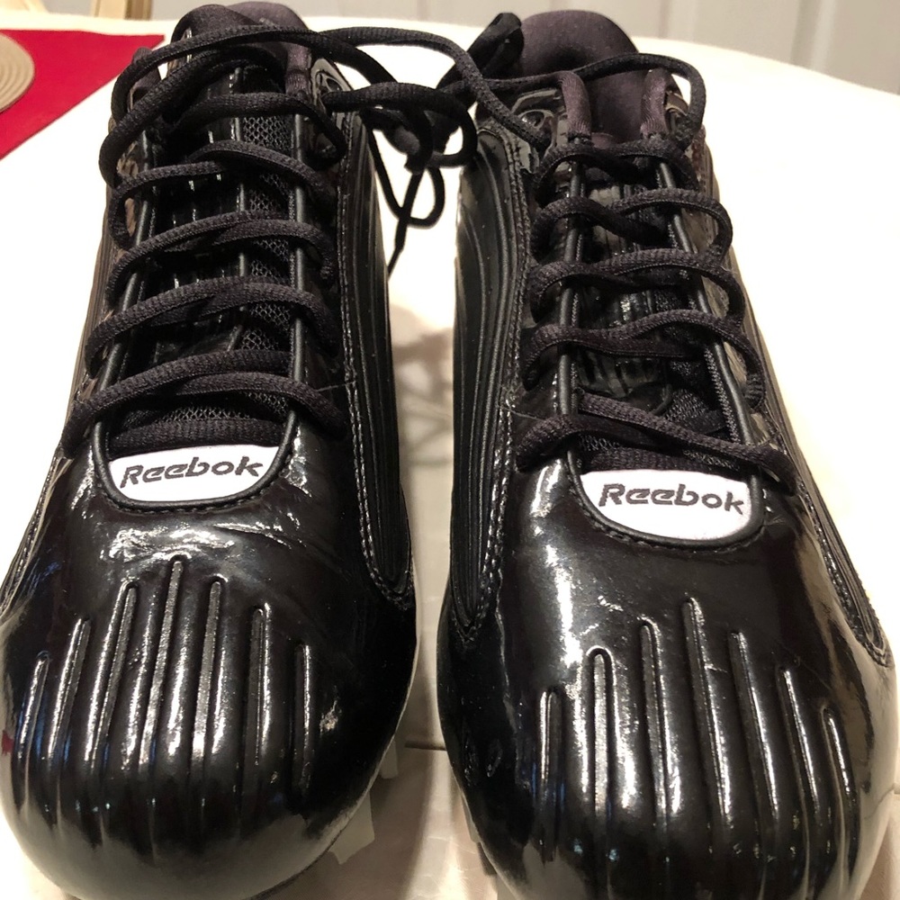Reebok Mens Football Cleats Black/Silver Sz 14
